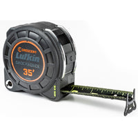 Crescent Lufkin Shockforce Nite Eye Series L1135B Dual-Sided Tape Measure, 35 ft L Blade, 1-3/16 in W Blade, Steel Blade