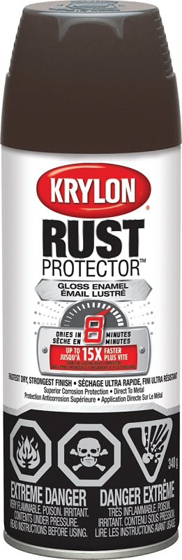 Krylon Rust Protector 469005000 Rust Preventative Spray Paint, Gloss, Leather Brown, 12 oz, Can