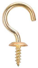 ProSource LR394 Cup Hook, 1/2 in Opening, 5 mm Thread, 1-1/4 in L, Brass, Brass