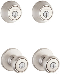 Kwikset 242T 15 K2 CP Deadbolt and Entry Lockset, Knob Handle, Tylo Design, Satin Nickel, 3 Grade, Metal