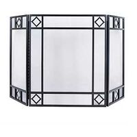 Simple Spaces S38907BK Fire Place Panel Screen, 52 in W, 30 in H, Steel, Powder Coated, Black