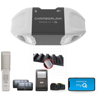 Chamberlain B4310 3/4 HP Belt Drive Smart Garage Door Opener with Fixed Camera, Battery Backup, 2-Bulb Lighting, and myQ Connectivity
