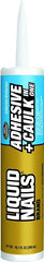 Liquid Nails LN-150 Adhesive Caulk, Bright White, 40 to 100 deg F, 10.1 oz Cartridge