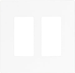 Arrow Hart PJS262W Wallplate, 4-7/8 in L, 4.94 in W, 2-Gang, Polycarbonate, White, High-Gloss
