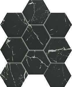 Emser Tile Elegan Series W95ELEGNE1011MH4M Porcelain Mosaic Tile, 11 in L Tile, 10 in W Tile, Pressed Edge, Nero