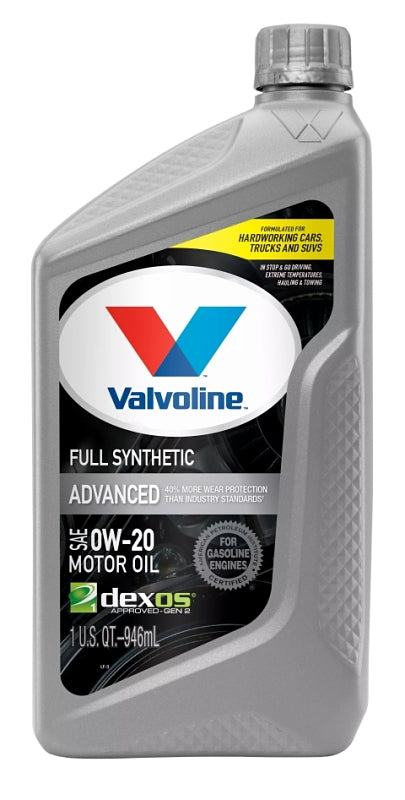 Valvoline VV916 Advanced Full Synthetic Motor Oil, 0W-20, 1 qt, Bottle