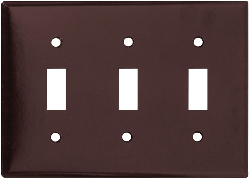 Eaton Wiring Devices 2141B-BOX Wallplate, 4-1/2 in L, 6.37 in W, 3 -Gang, Thermoset, Brown, High-Gloss