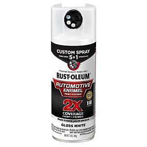 Rust-Oleum Automotive 394894 2X Automotive Enamel with Custom 5-in-1 Spray, Gloss, White, 12 oz, Aerosol Can