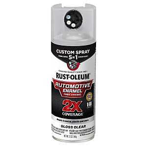 Rust-Oleum Automotive 394895 2X Automotive Enamel with Custom 5-in-1 Spray, Gloss, Clear, 12 oz, Aerosol Can
