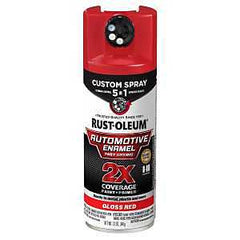 Rust-Oleum Automotive 394898 2X Automotive Enamel with Custom 5-in-1 Spray, Gloss, Red, 12 oz, Aerosol Can