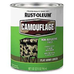 Rust-Oleum 379561 Paint, Water Base, Flat Sheen, Flat Army Green, 1 qt, 50 to 90 sq-ft/qt Coverage Area