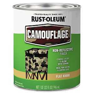 Rust-Oleum 379562 Paint, Water Base, Flat Sheen, Flat Khaki, 1 qt, 50 to 90 sq-ft/qt Coverage Area
