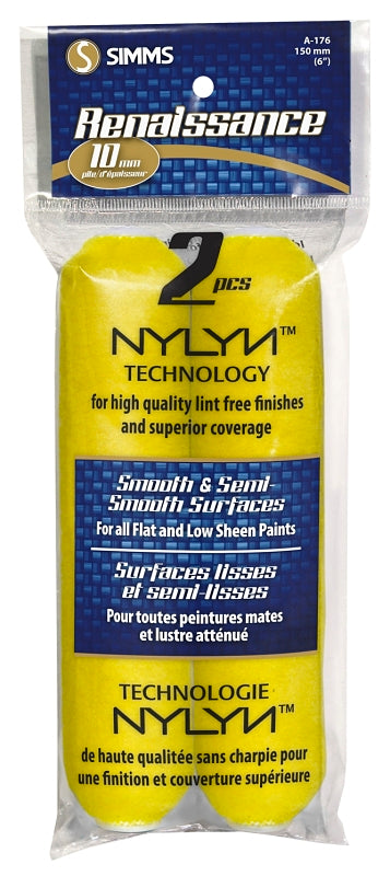 Renaissance A-176 Mini Roller Refill, 10 mm Thick Nap, 6 in L, Synthetic Hybrid Blend Cover