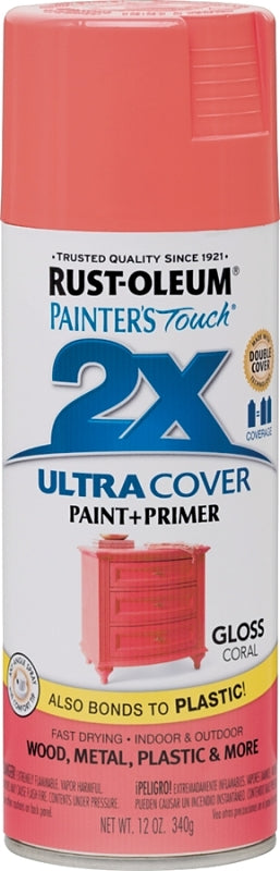 2X Ultra Cover 334052 Spray Paint, Gloss, Coral, 12 oz, Can