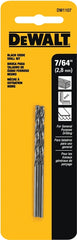 DeWALT DW1107 Jobber Drill Bit, 7/64 in Dia, 2-5/8 in OAL, Parabolic Flute, 7/64 in Dia Shank, Round Shank