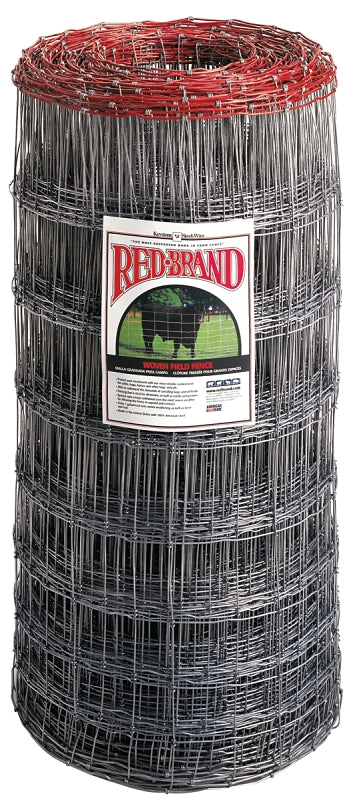 Red Brand 70206 Field Fence, 330 ft L, 39 in H, 12-1/2 Gauge, Steel, Galvanized