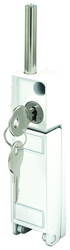 Prime-Line U 9919 Patio Door Lock, Different Key, Die-Cast Zinc, White, 3/16, 1/8, 1/4 in Thick Door