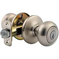 Kwikset 400CV 15 RCAL RCS Entry Knob, Satin Nickel, Brass, KW1 Keyway, 3 Grade