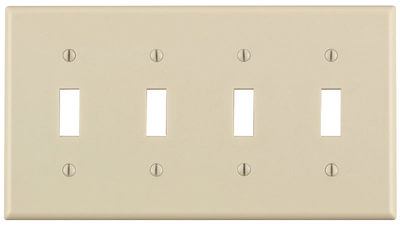 Leviton 78012 Switch Wallplate, 4-1/2 in L, 2-3/4 in W, 4 -Gang, Light Almond