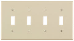 Leviton 78012 Switch Wallplate, 4-1/2 in L, 2-3/4 in W, 4 -Gang, Light Almond