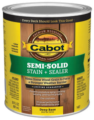 Cabot 1400 Series 140.0001407.005 Exterior Stain, Semi-Solid, Deep Base, Liquid, 1 qt
