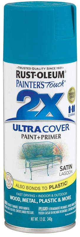 2X Ultra Cover 334074 Spray Paint, Satin, Lagoon, 12 oz, Can
