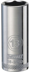 DeWALT DWMT86325OSP Drive Socket, 13 mm Socket, 3/8 in Drive, 6-Point, Vanadium Steel, Polished Chrome