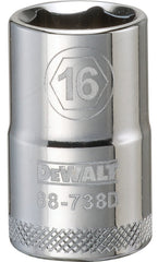 DeWALT DWMT88738OSP Drive Socket, 16 mm Socket, 1/2 in Drive, 6-Point, Vanadium Steel, Polished Chrome