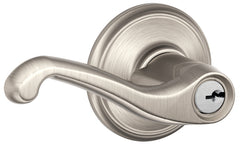 Schlage F Series F51A VFLA619 Entry Door Handleset Lockset, Mechanical Lock, Satin Nickel, Lever Handle, Metal