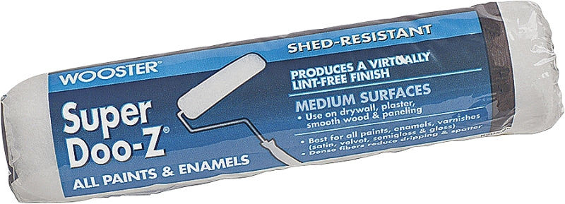 Wooster R204-9 Roller Cover, 1/2 in Thick Nap, 9 in L, Fabric Cover, White