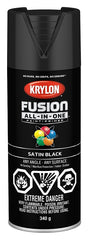 Krylon 427320007 Spray Paint, Satin, Black, 12 oz, Can