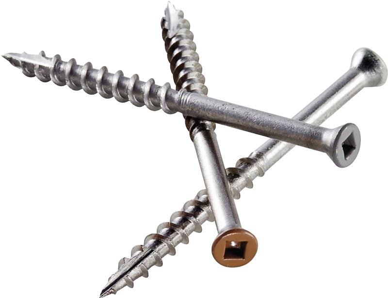 Simpson Strong-Tie S07C162FBP Deck Screw, #7 Thread, 1-5/8 in L, Coarse Thread, Trim Head, Square Drive, Type 17 Point