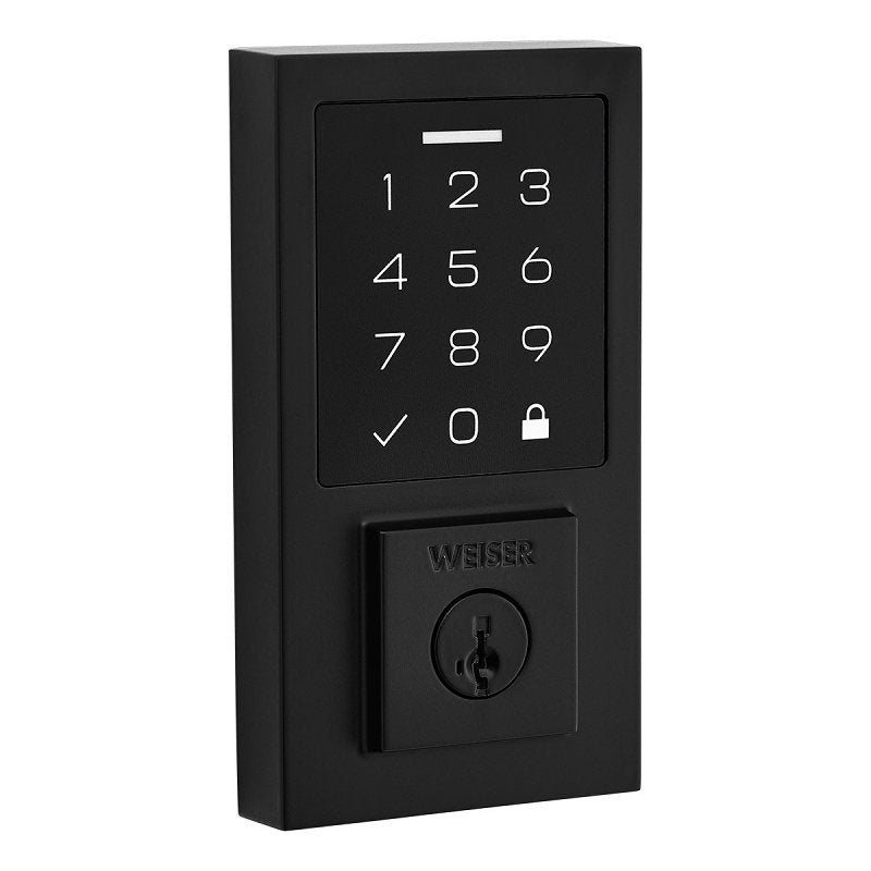 Weiser SmartCode 9GED92700-004 Deadbolt, 2 Grade, Touchpad Key, Zinc, Matte Black, 1-3/8 to 1-3/4 in Thick Door