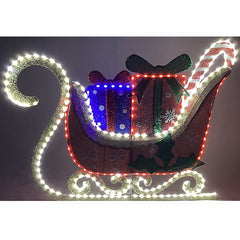 Santas Forest 72817 Glistening LED Sled, 2 ft W, Mesh Fabric/Metal Frame, Red/White, Mini Bulb