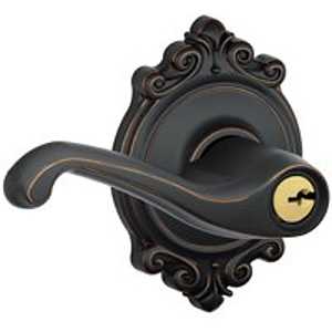 Schlage F Series F51A VFLA716BRK Entry Door Handleset Lockset with Brookshire Trim, Mechanical Lock, Aged Bronze, Metal