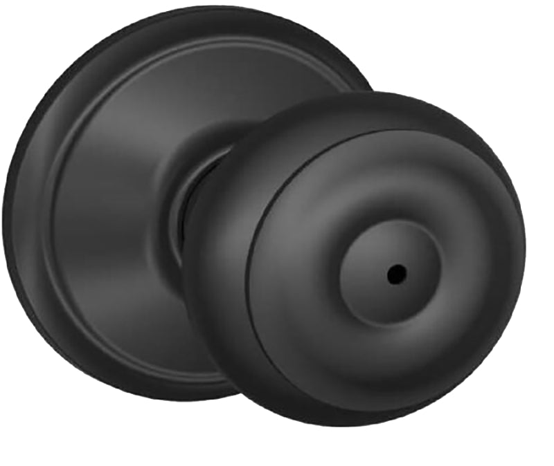 Schlage F Series F40VGEO622 Bed and Bath Door Lock, Round Design, Knob Handle, Matte Black, Metal, Black, Yes