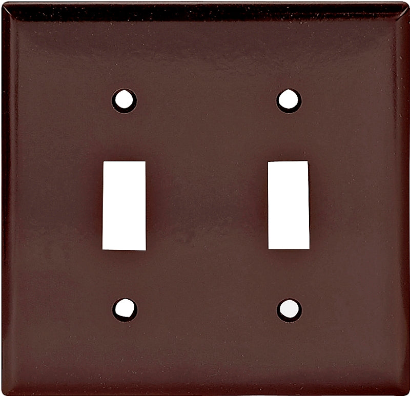 Eaton Wiring Devices 2139B-BOX Wallplate, 4-1/2 in L, 4-9/16 in W, 2 -Gang, Thermoset, Brown, High-Gloss