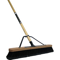 Quickie 863HDSU Push Broom, 24 in Sweep Face, 3-1/8 in L Trim, Polypropylene Bristle, Bolt-On, Wood Handle, Black