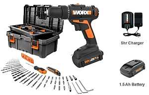 WORX WX101L.3 Combination Drill Tool Box, Battery Included