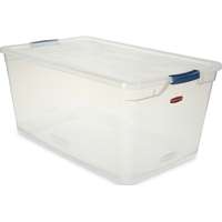 Rubbermaid Clever Store RMCC950001 Storage Container, Plastic, Clear Blue, 29 in L, 18 in W, 13.3 in H