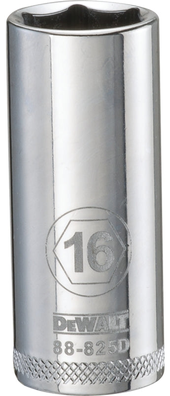 DeWALT DWMT88825OSP Drive Socket, 16 mm Socket, 3/8 in Drive, 6-Point, Vanadium Steel, Polished Chrome