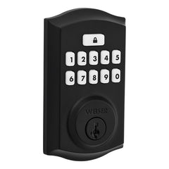 Weiser SmartCode 9GED92600-002 Deadbolt, 2 Grade, Keypad Key, Zinc, Matte Black, 1-3/8 to 1-3/4 in Thick Door