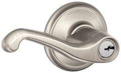 Schlage F Series F51AFLA619 Entry Door Handleset Lockset, Mechanical Lock, Satin Nickel, Lever Handle, Metal
