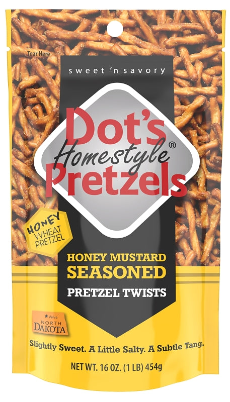 Dot's Homestyle Pretzels 7002- DP Mustard Pretzel Twists, Honey Flavor, 16 oz