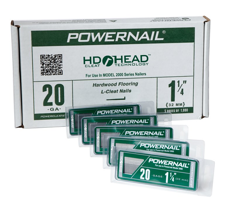 Powernail PowerCleats L125205 Floor Cleat, 1-1/4 in L, 20 ga, Carbon Steel, L-Shaped Head