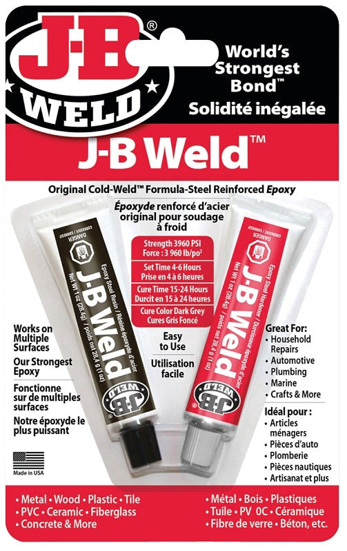 J-B Weld 8265SF Epoxy, Dark Gray, Solid, 2 oz, Twin Tube