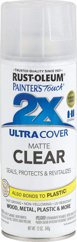 2X Ultra Cover 249087 Spray Paint, Matte, Clear, 12 oz, Can