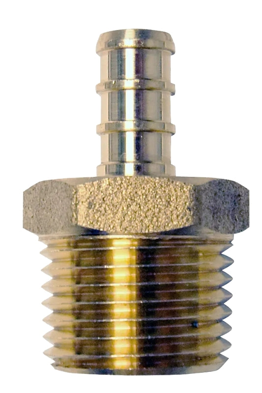 Apollo Valves APXMA3812 Pipe Adapter, 3/8 x 1/2 in, Barb x MPT, Brass, 200 psi Pressure
