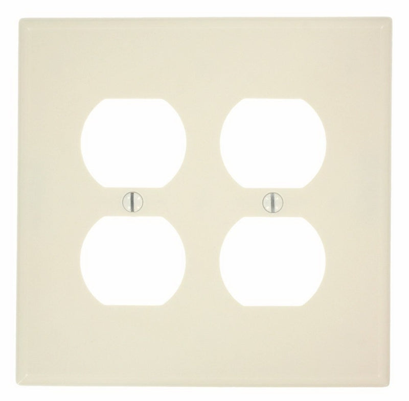 Leviton 80516-T Receptacle Wallplate, 4-7/8 in L, 4.94 in W, Midway, 2 -Gang, Plastic, Light Almond