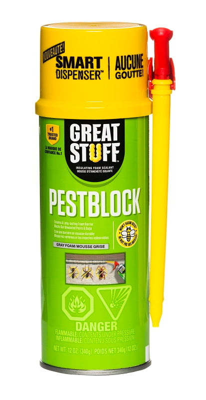 Great Stuff 99112843 Insulating Foam Sealant, Gray, 8 hr Functional Cure, 40 to 100 deg F, 12 oz